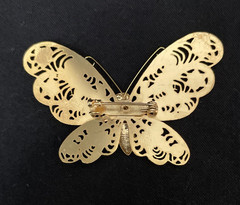 Vintage Butterfly Brooch Gold Tone Filigree Delicate Retro Classic