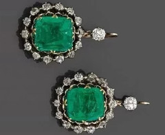 Art Deco Style Lab Created Emerald Diamond Anniversary 14K White Gold FN Earring