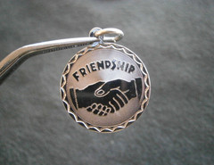 Handshake Friendship Vintage Sterling Silver Bracelet Charm Pendant 2.0g