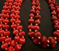 vintage satin thread-wrapped beaded necklaces lot of 2