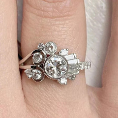3.15Ct Art Deco Style Lab Created Diamond Engagement 14K White Gold Finish Ring