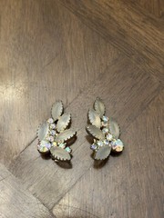 Vintage Juliana? Frosted Clear & AB Rhinestone Cluster Stud Earrings Gold Tone!