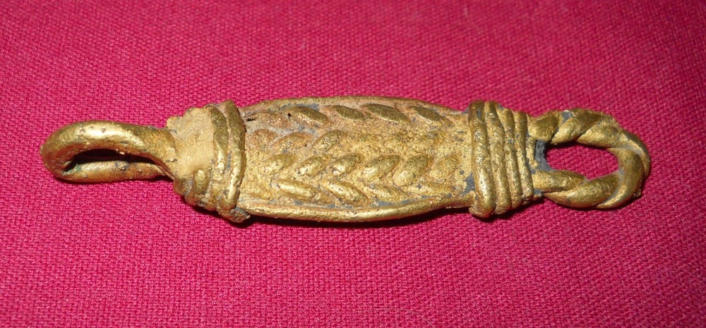 Antique Brass Thai Diamond Finger Amulet Or Nigerian, Cameroon Africa Belt Link