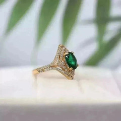 2 CT Oval Cut Simulated Emerald Engagement Women’s Ring 14K Yellow Gold Plated