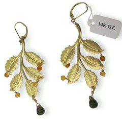 Cameron Cohen 14K GF Bohemian Leaf dangle earrings vintage HSN 1/20 Gold Filled