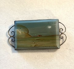 Vintage Sterling Silver Landscape Jasper Pin Brooch