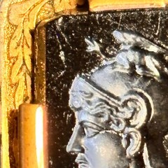 INTAGLIO double sided vintage GF pendant on FCC gold filled cable chain 1/20 12k