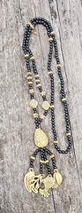 Boho Carved Resin Bead Necklace Approximately 15 Inches Long