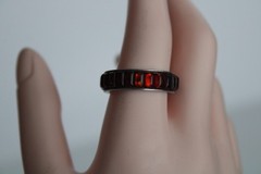 Vintage Sterling Silver Unisex Adult Garnet Ring, Signed: ST, S: 10.5