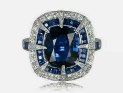 5.5Ct Art Deco Vintage Style Lab Created Sapphire Wedding 14K White Gold FN Ring