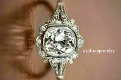 Art Deco Style Lab Created Diamond Engagement Wedding 14K White Gold Finish Ring