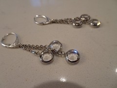 Vintage Swarovski Clear Pierced Silver Plated Dangle Earrings