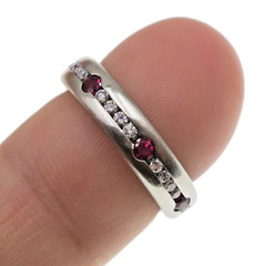 Fabulous Platinum 1ct Natural Ruby and Diamond Eternity Band Size 4.75