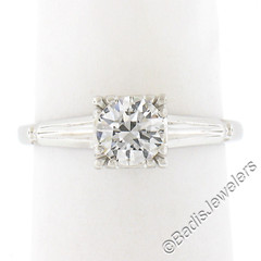 Vintage 14K Gold 0.66ct Round Brilliant Diamond in Square Basket Engagement Ring