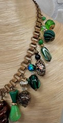 VINTAGE UNSIGNED MIRIAM HASKELL BOOKCHAIN NECKLACE BIB VARIED GLASS TASSEL DROPS