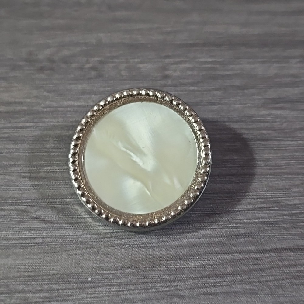 Vintage Gold Swirl Mother of Pearl Brooch Pin General MFG U.S.A Gold Tone Magnet