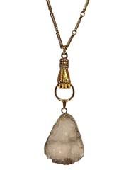 Designer John Wind Maximal Art Hand Door Knocker Geode Gold Tone Necklace