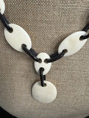 MOOMOO NECKLACE HORN & BONE LINKS Carved Clasp