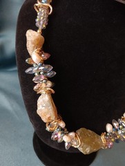 Raw Prehnite Aurora Borealis Crystal Natural Gemstone Necklace Bold Statement