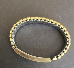 Vintage Flex-Let Goldtone Metal Stretch ID Bracelet