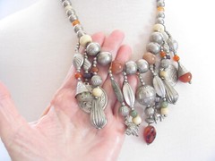 Bohemian Gypsy Tribal Boho Ethnic Necklace Neck Piece Carnelian Stone Fringe
