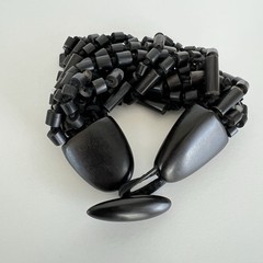 GERDA LYNGGAARD MONIES Bracelet Wood Horn Leather Multi Strand Modernist Bold
