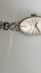 Vintage Bulova Ladies Watch-14K White Gold Cocktail With 8 Lovely Small Diamonds