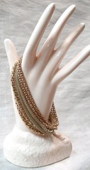 VTG Goldtone Multiple Mesh Tubular 6-Chain Bracelet/Anklet Adjustable 9″-11″L