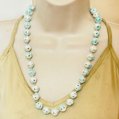 VTG Chinese Export Cage beads necklace Beaded strand green ceramic China 24″