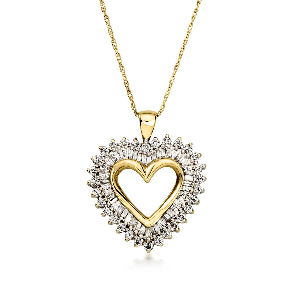 Vint Diamond Heart Ncklc in 14k Gold 19 inches