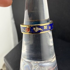 Vintage Cloisonne Enamel Band Blue Ring size 4.75