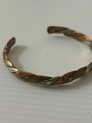 Vintage Copper, Brass, And Silver Bracelet Cuff Art Deco -#555