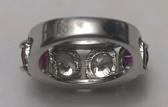 Vintage Lindenwold Sterling Size 6 Red & White Cz Ring 925 Silver Tested