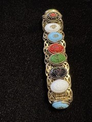 Vintage Faux Mini Mosiac Bracelet And Clip Earrings Set