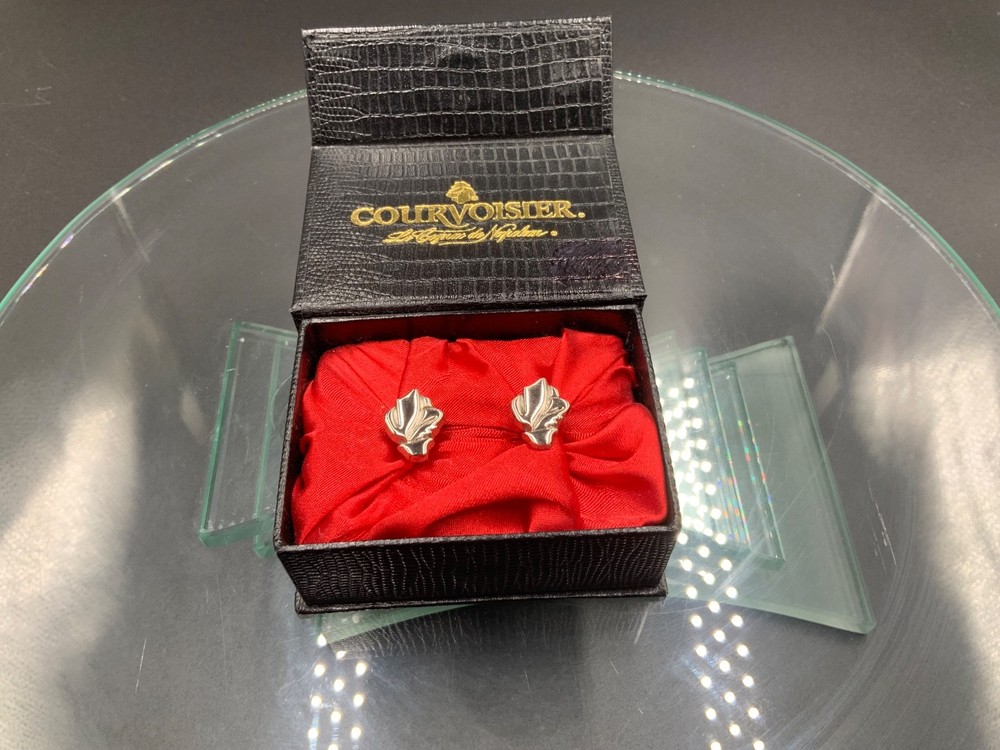 Courvoiser Napoleon Cognac Silvertone MENS Cuff Links new in box