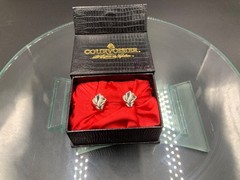 Courvoiser Napoleon Cognac Silvertone MENS Cuff Links new in box