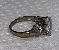 Signed ring, Korea 925 And Other Symbols, Clear Gems Marquis/Round Sz 6