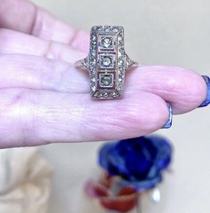 Antique Art Nouveau Style Lab Created Diamond Circa Engagement 14K Gold FN Rings