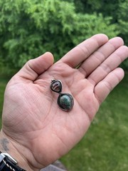 Vintage Elysium Inc Nancy Brown Sterling Silver 925 Turquoise & Quartz Pendant