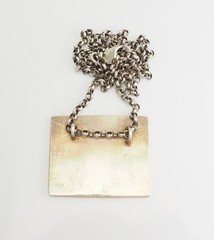 One of a kind abstract modern heavy sterling silver square pendant necklace