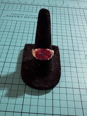 Vintage Ross Simon 925 Gold Tone Oval Cut Lab Created Ruby Ring