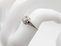 Antique 1920s $5K 1ct Natural Diamond Blue Sapphire 18k White Gold Filigree Ring