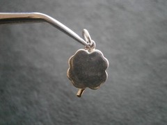 Lucky Four Leaf Clover Vintage Shiny Sterling Silver Crystal Charm Pendant 2.0g