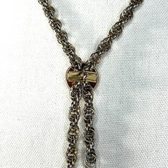 VTG Gold Tone Pearl Lariat Necklace Working Slide Y drop Dangle Cluster NICE