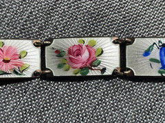 1970’s OPRO Norway 925 Sterling Guilloche Vermeil Panel Bracelet 7.5 long