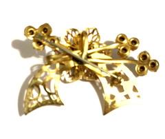 Vintage Brooch & Earrings Set Gold & Blue