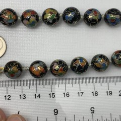 Vtg 12mm Chinese Cloisonne Knotted Bead 26″ Necklace Filigree Clasp