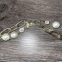 Vintage 36in Gold Tone Pre-Layered Double Strand Necklace Faux Pearls & Resin