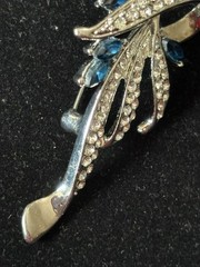 2.5 In Silver Toned Brooch With Blue And Clear Rhinestones (103)