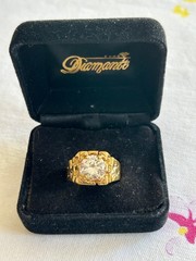 Vintage Ring 18kt H.G.E. with Clear Rhinestones Size 11 1/2”
